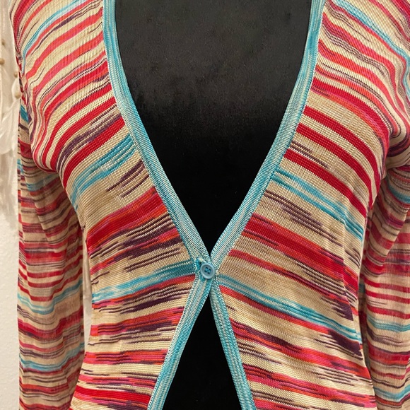 Proper cardigan multi colors fringed at the bottom size small pre-owned - Picture 2 of 4